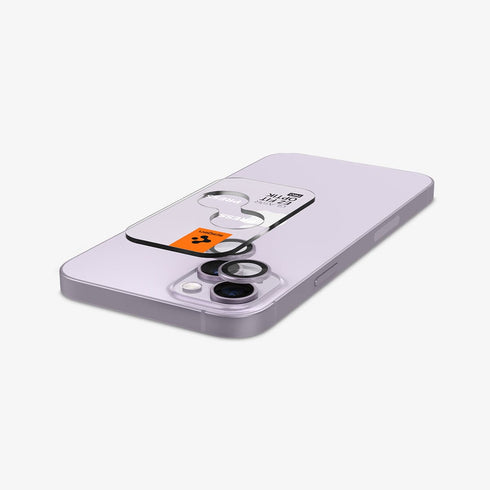 AGL07163 - iPhone 15 Pro / 15 Pro Max Optik Pro Lens Protector in natural titanium showing the device